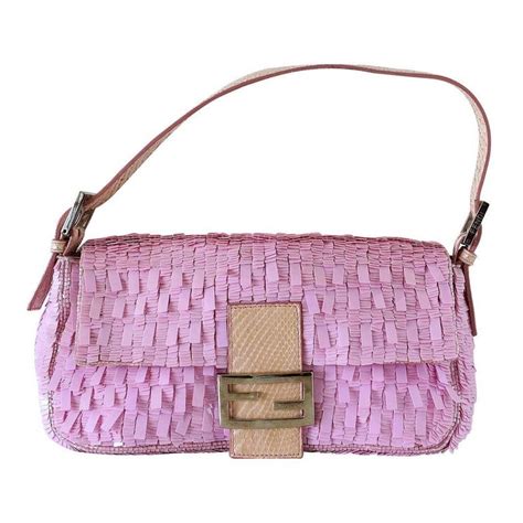 vintage fendi canvas grey pink bag|fendi old baguette 1990.